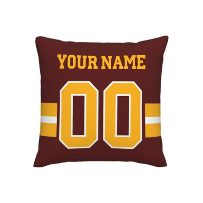 Custom Burgundy Gold W.Commanders Decorative Throw Pillow Case - Print Personalized Football Team Fans Name & Number Birthday Gift