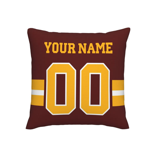 Custom Burgundy Gold W.Commanders Decorative Throw Pillow Case - Print Personalized Football Team Fans Name & Number Birthday Gift