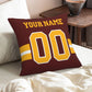 Custom Burgundy Gold W.Commanders Decorative Throw Pillow Case - Print Personalized Football Team Fans Name & Number Birthday Gift