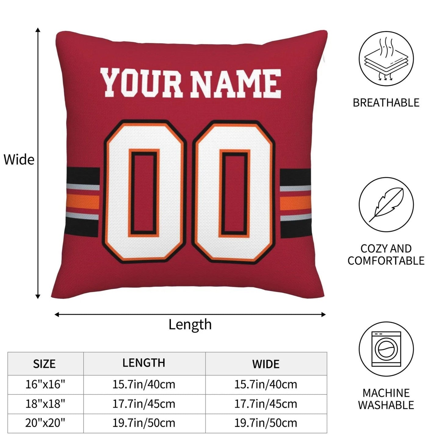 Custom TB.Buccaneers Pillow Decorative Throw Pillow Case - Print Personalized Football Team Fans Name & Number Birthday Gift Football Pillows