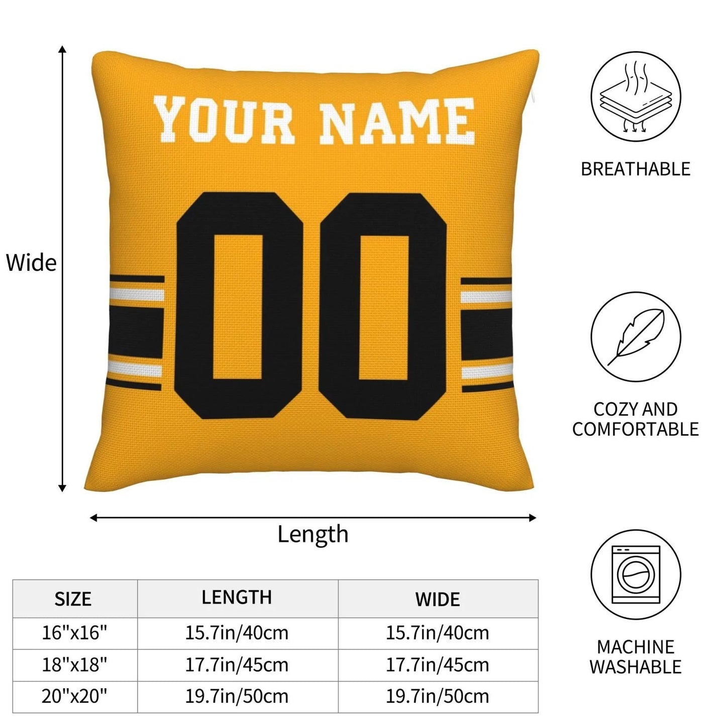 Custom P.Steelers Pillow Decorative Throw Pillow Case - Print Personalized Football Team Fans Name & Number Birthday Gift Football Pillows