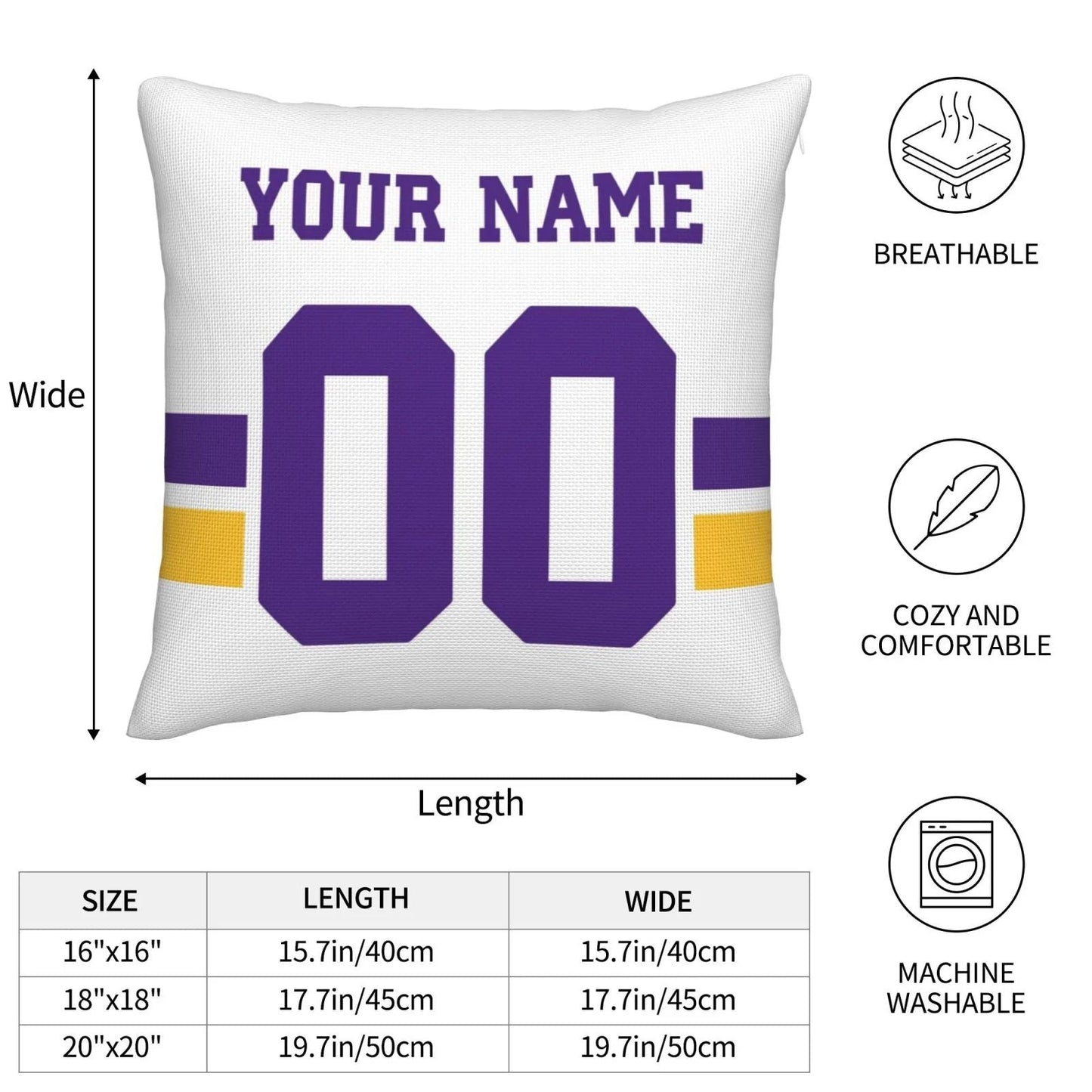 Custom MN.Vikings Pillow Decorative Throw Pillow Case - Print Personalized Football Team Fans Name & Number Birthday Gift Football Pillows