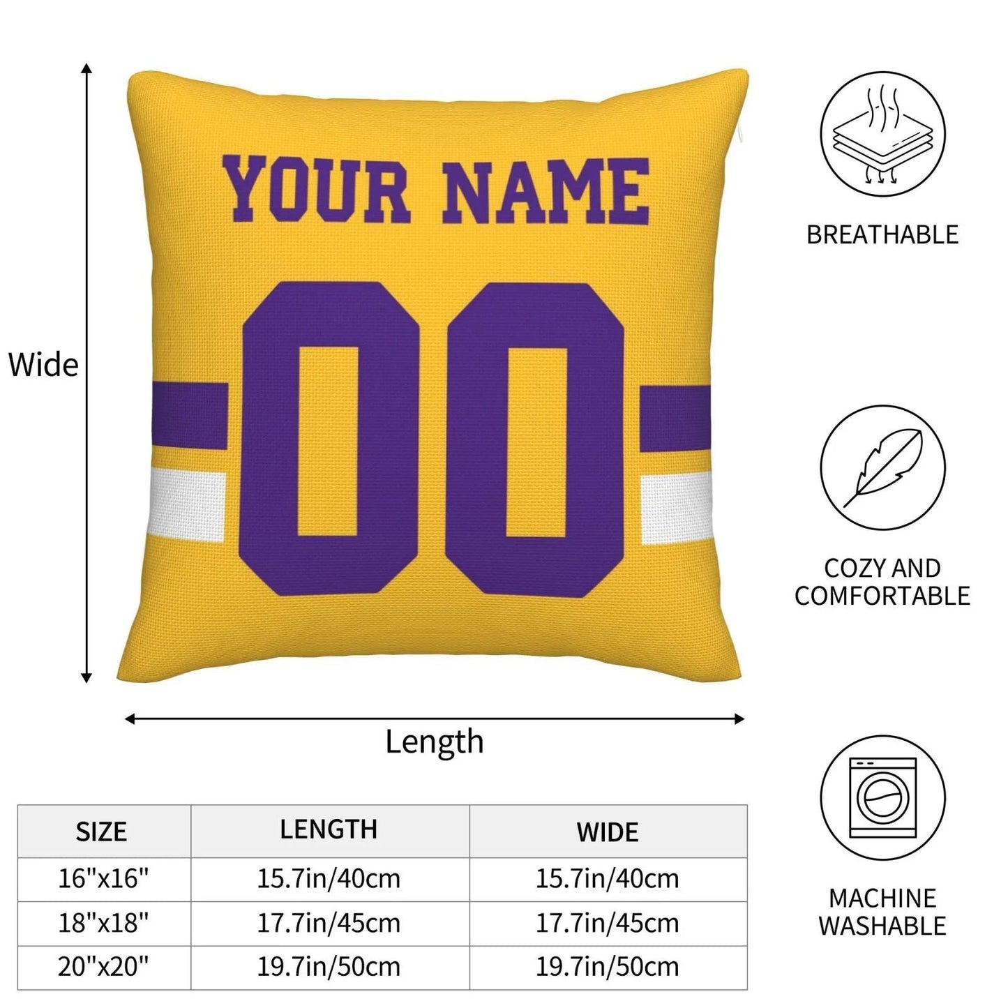 Custom MN.Vikings Pillow Decorative Throw Pillow Case - Print Personalized Football Team Fans Name & Number Birthday Gift Football Pillows