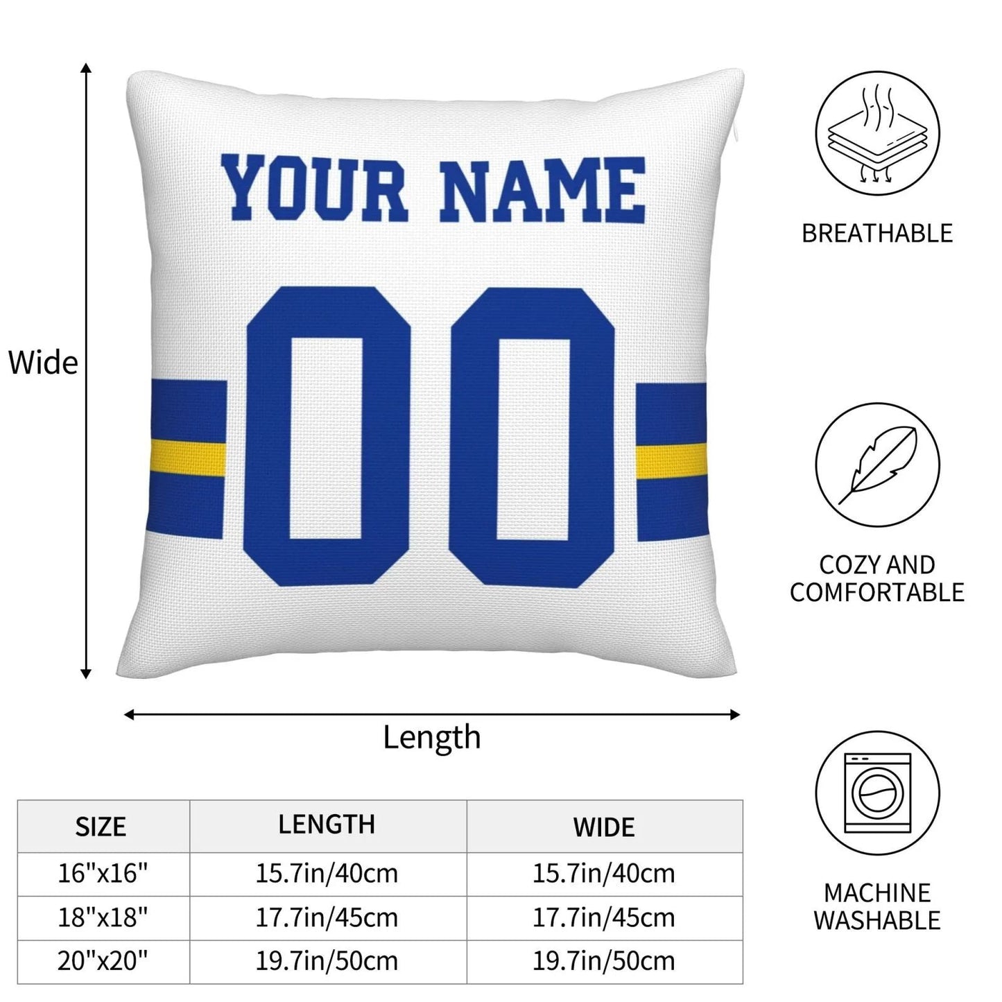 Custom LA.Rams Pillow Decorative Throw Pillow Case - Print Personalized Football Team Fans Name & Number Birthday Gift Football Pillows