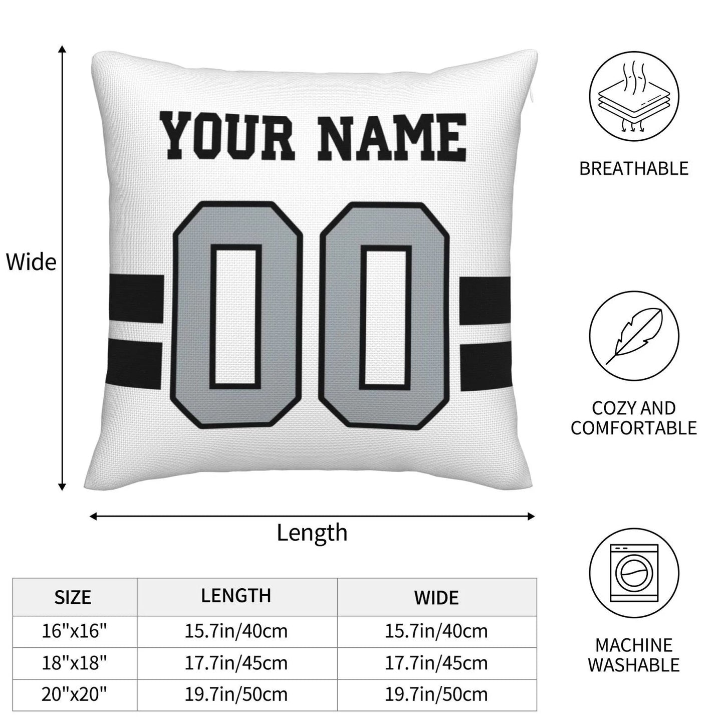 Custom LV.Raiders Pillow Decorative Throw Pillow Case - Print Personalized Football Team Fans Name & Number Birthday Gift Football Pillows