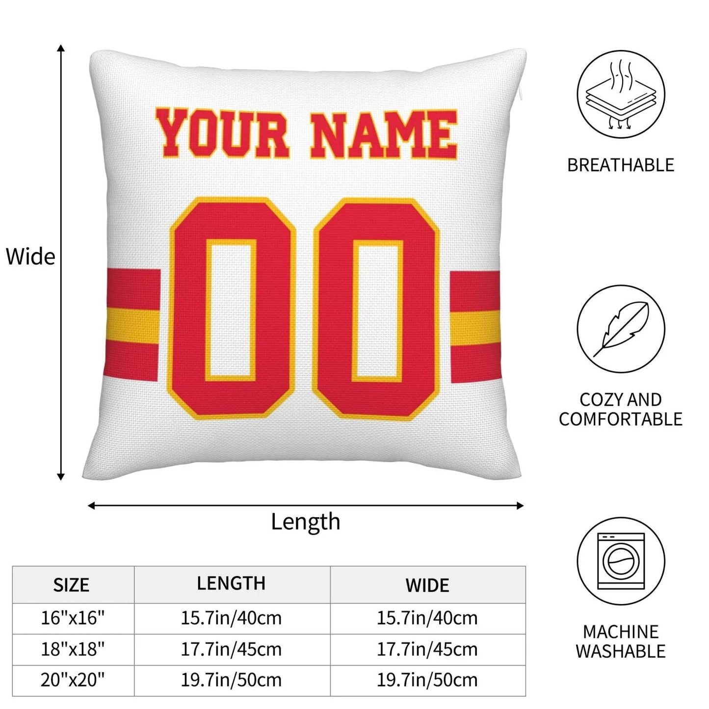 Custom KC.Chiefs Pillow Decorative Throw Pillow Case - Print Personalized Football Team Fans Name & Number Birthday Gift Football Pillows