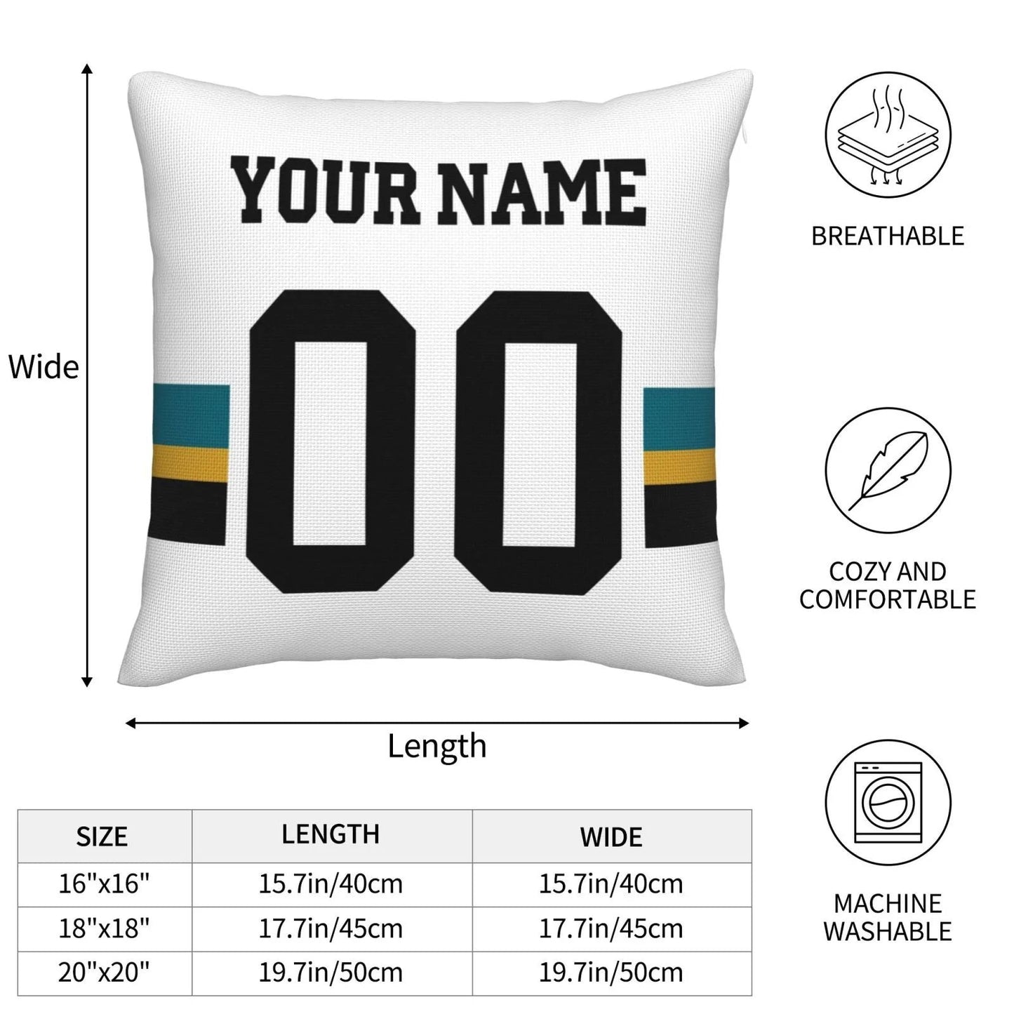 Custom J.Jaguars Pillow Decorative Throw Pillow Case - Print Personalized Football Team Fans Name & Number Birthday Gift Football Pillows