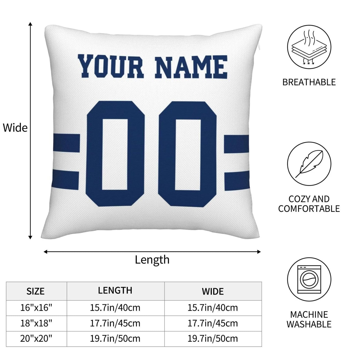 Custom IN.Colts Pillow Decorative Throw Pillow Case - Print Personalized Football Team Fans Name & Number Birthday Gift Football Pillows