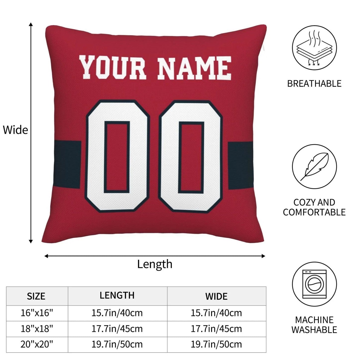 Custom H.Texans Pillow Decorative Throw Pillow Case - Print Personalized Football Team Fans Name & Number Birthday Gift Football Pillows