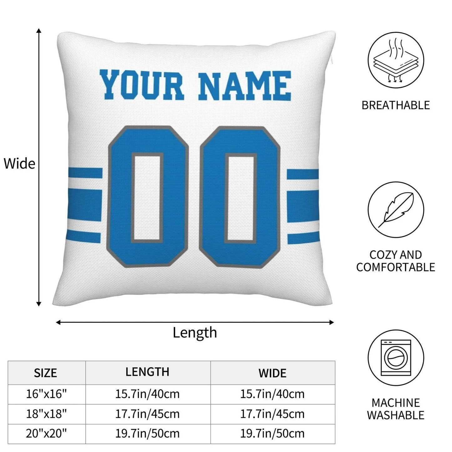 Custom D.Lions Pillow Decorative Throw Pillow Case - Print Personalized Football Team Fans Name & Number Birthday Gift Football Pillows