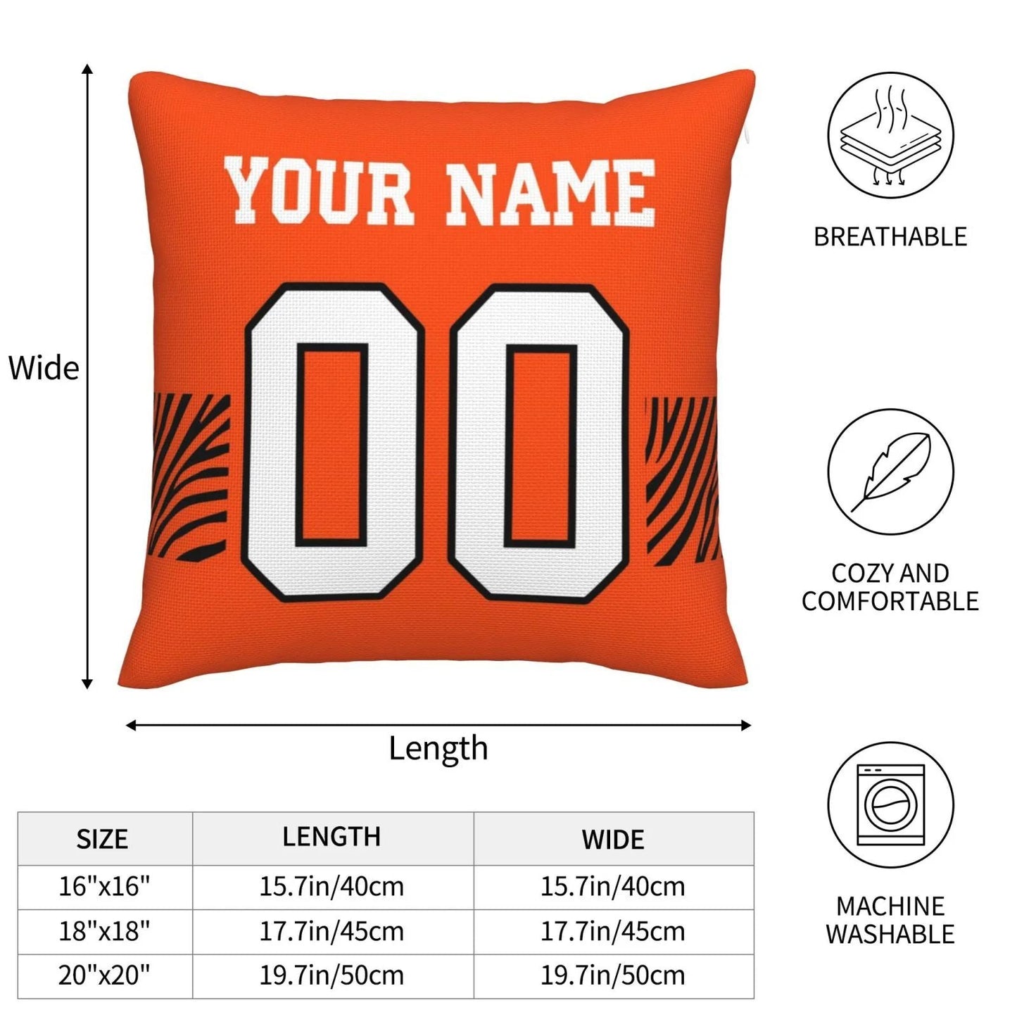 Custom C.Bengals Pillow Decorative Throw Pillow Case - Print Personalized Football Team Fans Name & Number Birthday Gift Football Pillows