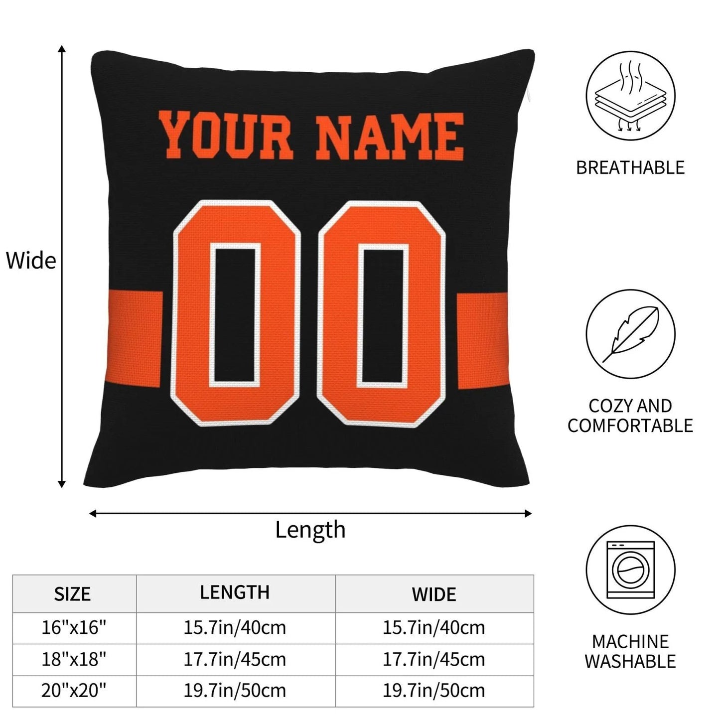 Custom C.Bengals Pillow Decorative Throw Pillow Case - Print Personalized Football Team Fans Name & Number Birthday Gift Football Pillows