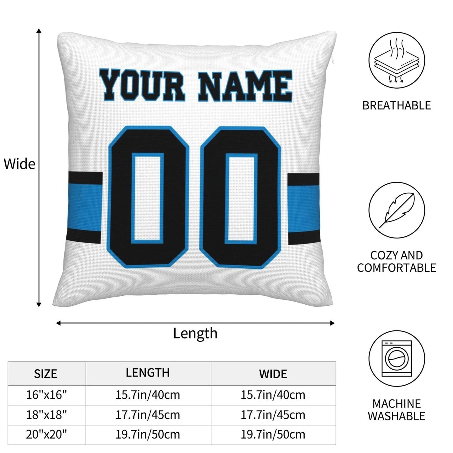 Custom C.Panthers Pillow Football Team Decorative Throw Pillow Case Print Personalized Football Style Fans Letters & Number Birthday Gift Football Pillows