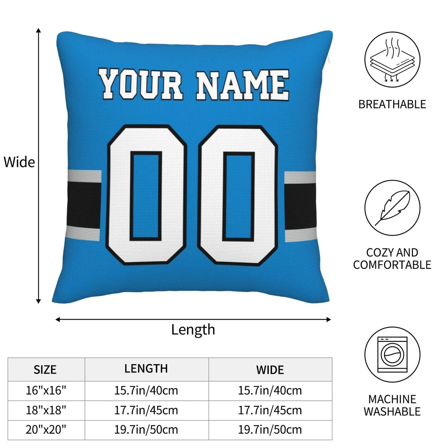 Custom C.Panthers Pillow Football Team Decorative Throw Pillow Case Print Personalized Football Style Fans Letters & Number Birthday Gift Football Pillows