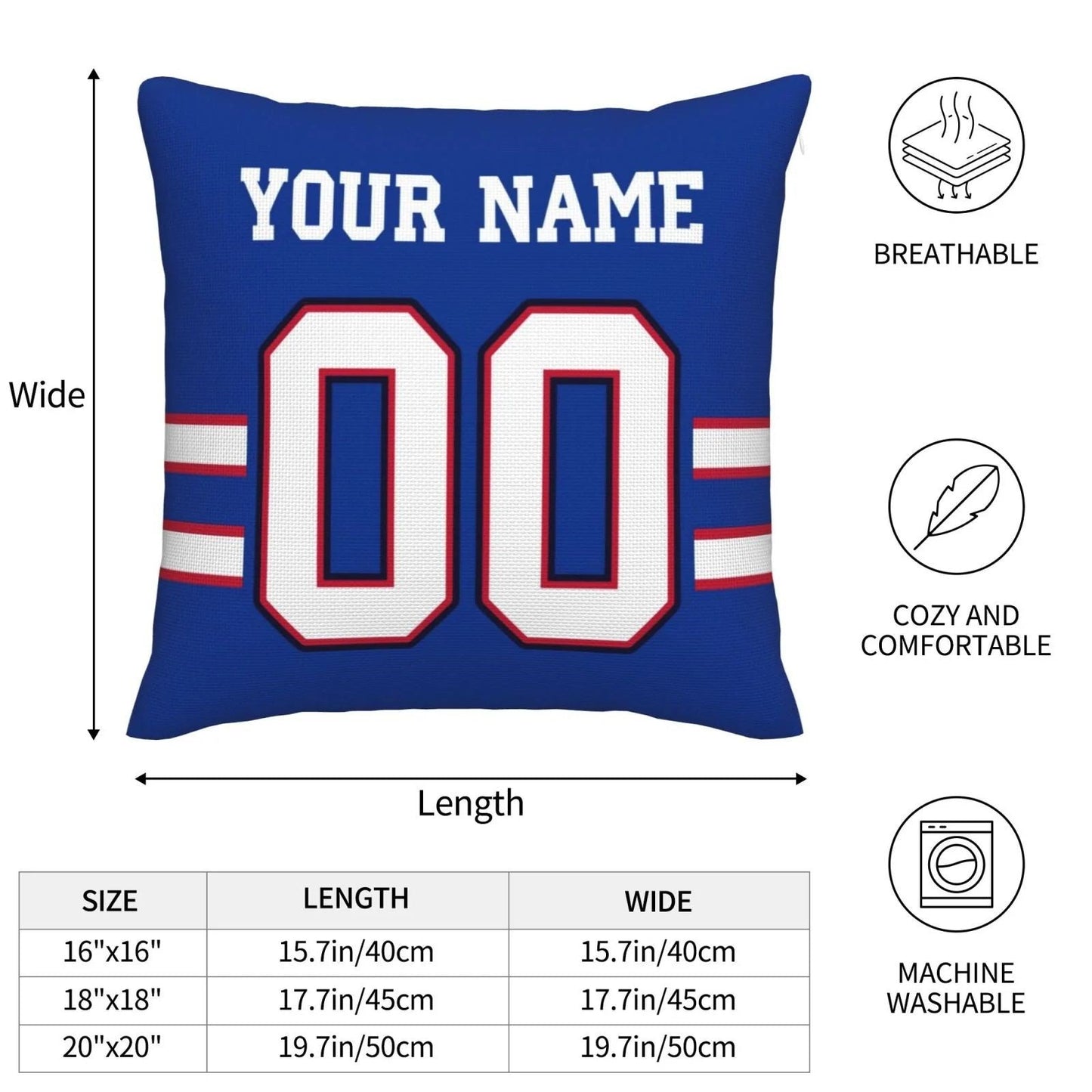 Custom B.Bills Pillow Royal Football Team Decorative Throw Pillow Case Print Personalized Football Style Fans Letters & Number Birthday Gift Football Pillows