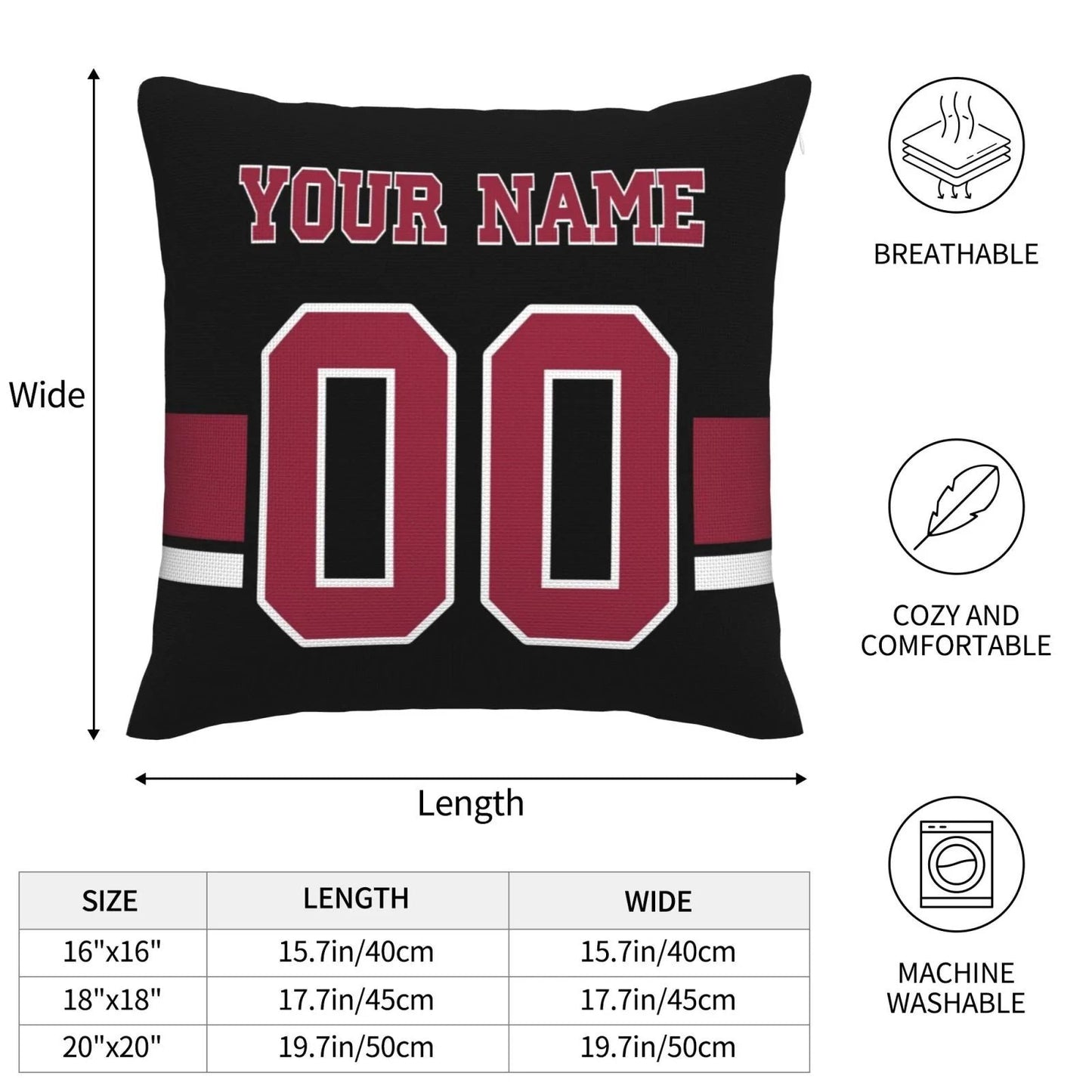 Custom A.Cardinals Pillow Decorative Throw Pillow Case - Print Personalized Football Team Fans Name & Number Birthday Gift Football Pillows