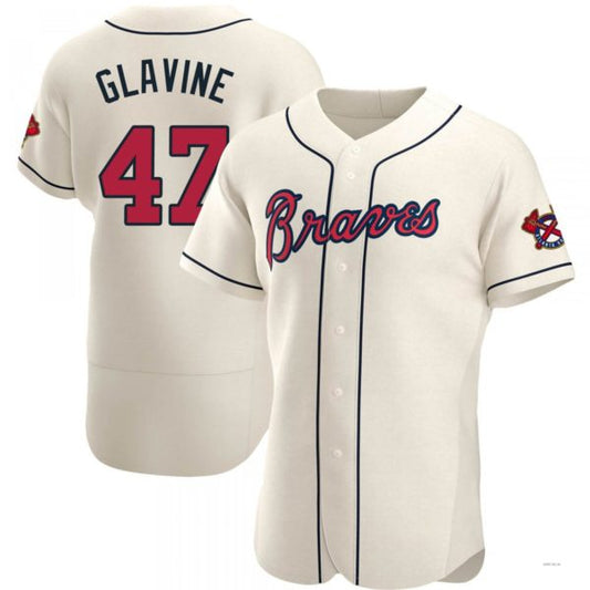 Atlanta Braves #47 Tom Glavine Cream Alternate Jersey Stitches Baseball Jerseys