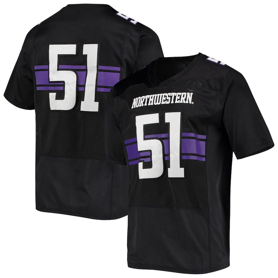 #51 N.Wildcats Under Armour Premiere Football Jersey Black Stitched American College Jerseys