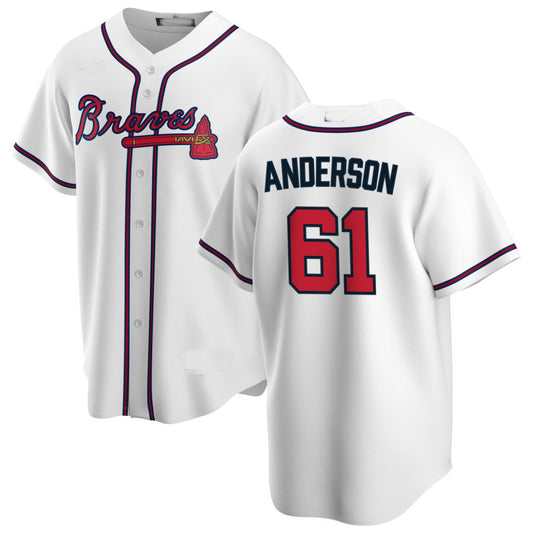 Atlanta Braves #61 Nick Anderson White Alternate Authentic Player Jersey Stitches Baseball Jerseys