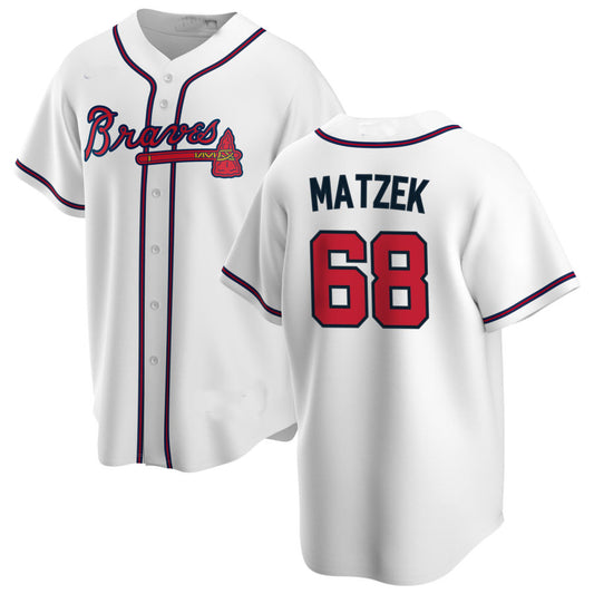 Atlanta Braves #68 Tyler Matzek White Alternate Authentic Player Jersey Stitches Baseball Jerseys