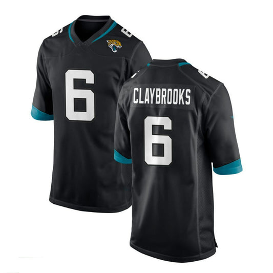 J.Jaguars #6 Chris Claybrooks Game Player Jersey Black Stitched American Football Jerseys