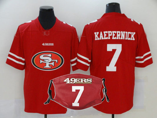 Stitched American SF.49ers #7 Colin Kaepernick Personalize Design Face Mask Football Jerseys
