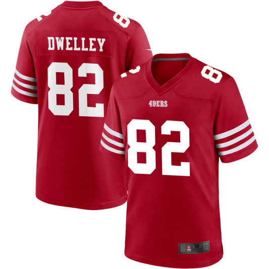 Football Jerseys SF.49ers #82 Ross Dwelley Player Stitched Game Jersey