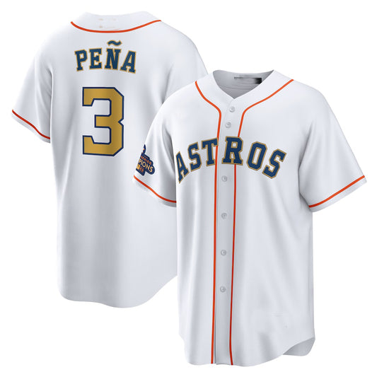#3 Jeremy Pena Houston Astros 2023 gold collection replica-player Jerseys White Stitches Baseball Jerseys