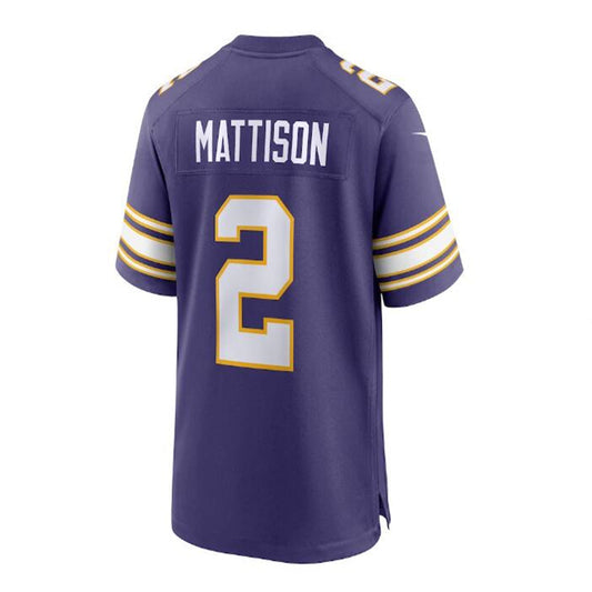 MN.Vikings #2 Alexander Mattison Classic Player Game Jersey - Purple Stitched American Football Jerseys