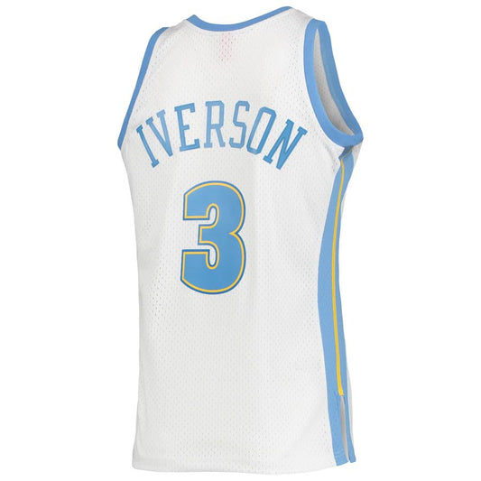 D.Nuggets #3 Allen Iverson Mitchell & Ness 2006-07 Hardwood Classics Swingman Jersey White Stitched American Basketball Jersey