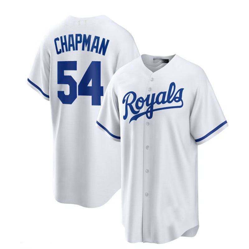 Kansas City Royals #54 Aroldis Chapman Home Replica Player Jersey - White Baseball Jerseys
