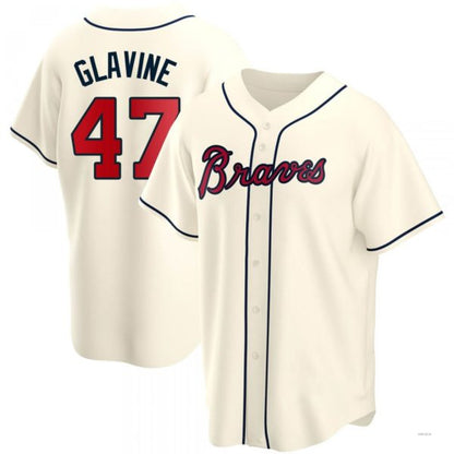 Atlanta Braves #47 Tom Glavine Cream Alternate Jersey Stitches Baseball Jerseys