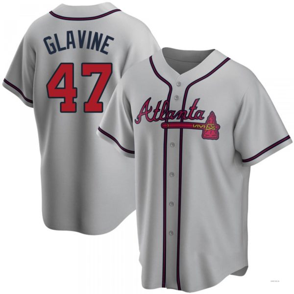 Atlanta Braves #47 Tom Glavine Gray Road Jersey Stitches Baseball Jerseys