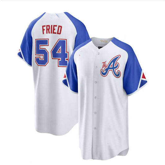 Atlanta Braves #54 Max Fried White 2023 City Connect Replica Player Jersey Stitches Baseball Jerseys