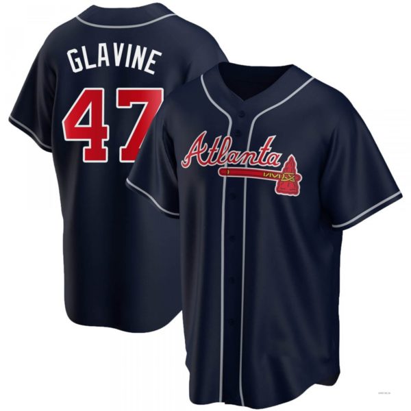 Atlanta Braves #47 Tom Glavine Navy Alternate Jersey Stitches Baseball Jerseys
