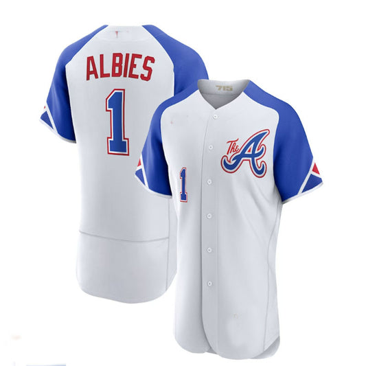 Atlanta Braves #1 Ozzie Albies White 2023 City Connect Authentic Player Jersey Stitches Baseball Jerseys
