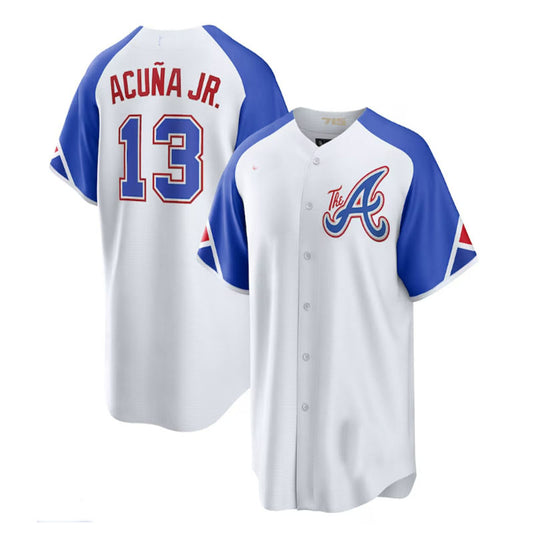 Atlanta Braves #13 Ronald Acuña Jr. White 2023 City Connect Authentic Player Jersey Stitches Baseball Jerseys