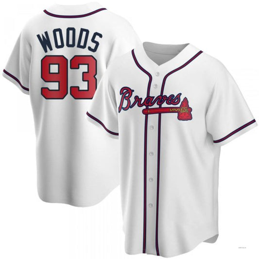Atlanta Braves #93 William Woods White Home Jersey Stitches Baseball Jerseys