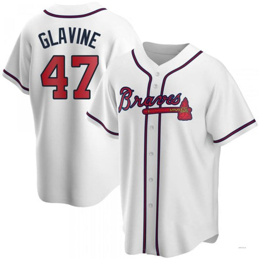 Atlanta Braves #47 Tom Glavine White Home Jersey Stitches Baseball Jerseys