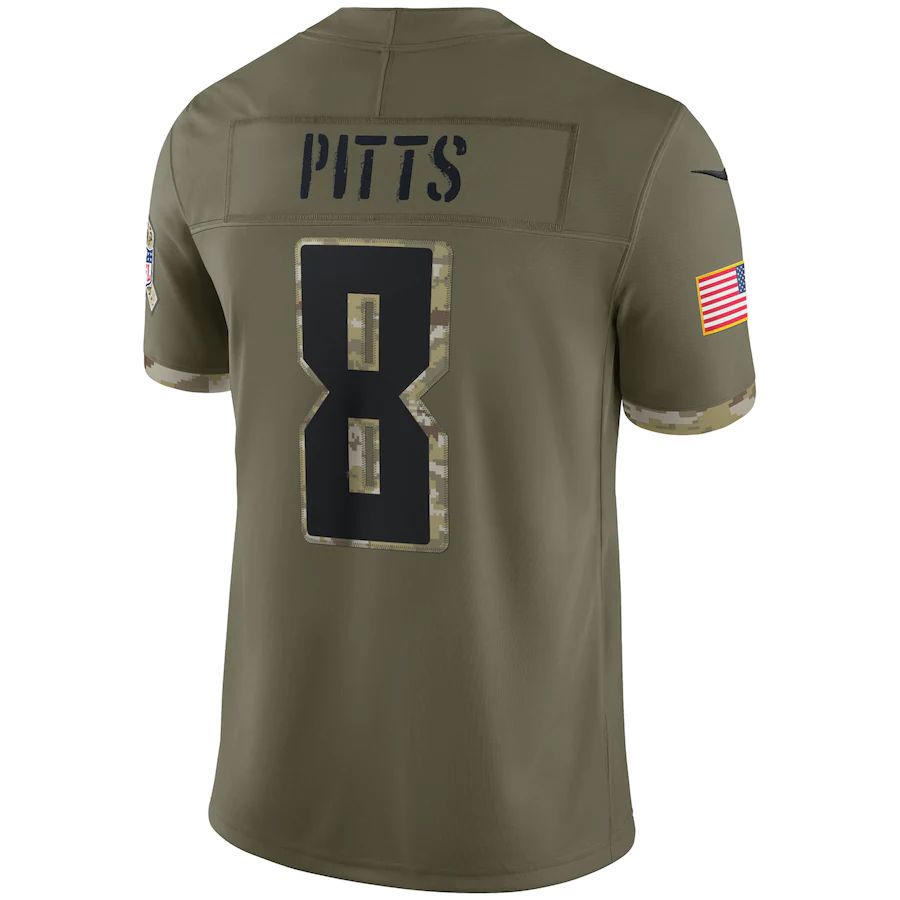 A.Falcons #8 Kyle Pitts  Olive 2022 Salute To Service Limited Jersey Stitched American Football Jerseys