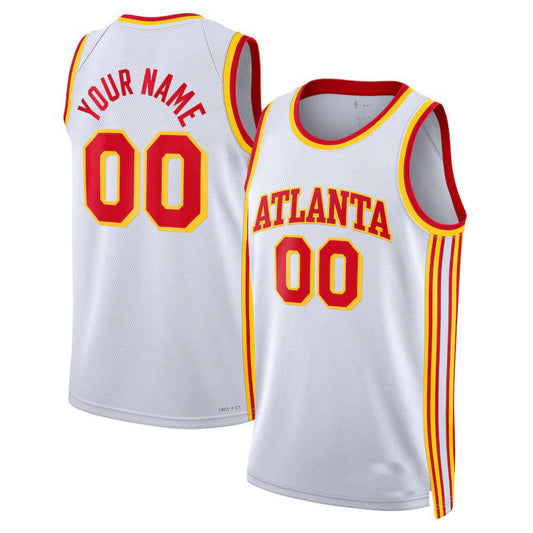 Custom A.Hawks Unisex 2022-23 Swingman Jersey White Statement Edition American Stitched Basketball Jersey