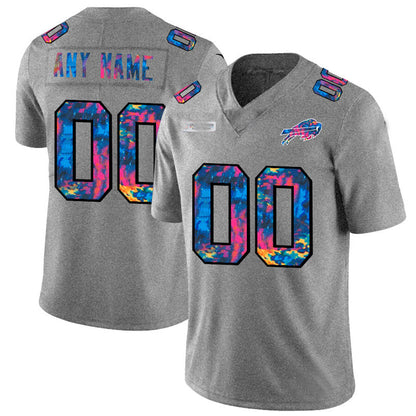 Football Jerseys B.Bills Custom Multi-Color 2020 Crucial Catch Vapor Untouchable Limited Jersey Greyheather American Stitched Jerseys