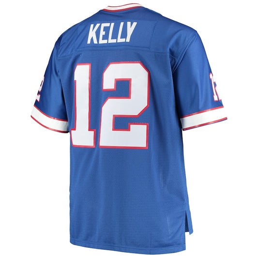 B.Bills Jim #12 Kelly Mitchell & Ness Royal Big & Tall 1990 Retired Player Replica Jersey Football Stitched American Jerseys