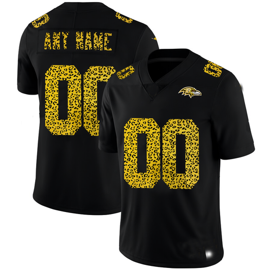 Football Jerseys B.Ravens Custom Leopard Print Fashion Vapor Limited Jersey Black American Stitched Jerseys