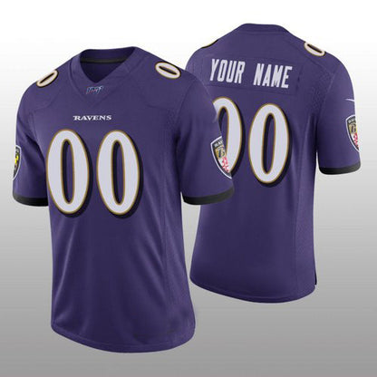 B.Ravens Custom Purple Vapor Limited 100th Season Jersey Stitched Football Jerseys