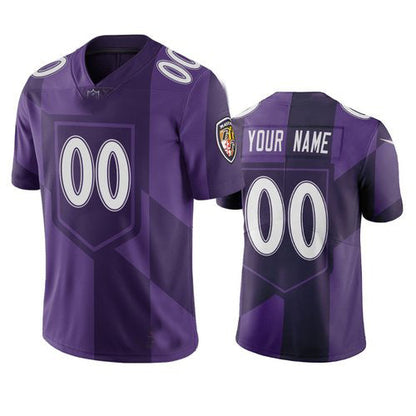 B.Ravens Custom Purple Vapor Limited City Edition Jersey Stitched Football Jerseys
