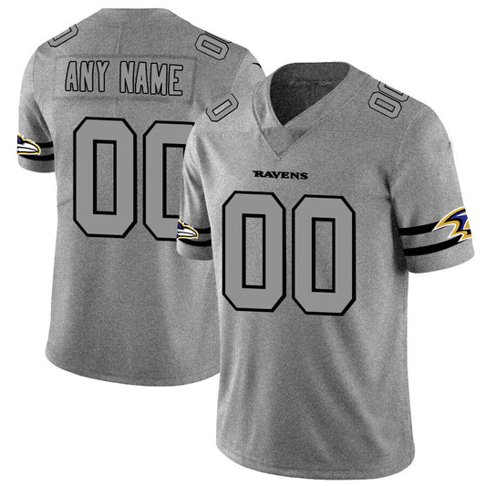 B.Ravens Customized  Gray Gridiron Gray Vapor Untouchable Limited Jersey Stitched Football Jerseys