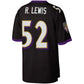 B.Ravens #52 Ray Lewis Mitchell & Ness Black Legacy Replica Jersey Stitched American Football Jerseys