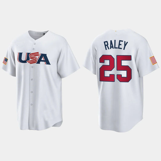 #25 BROOKS RALEY NEW YORK METS 2023 WORLD BASEBALL CLASSIC USA REPLICA JERSEY – WHITE Stitches Baseball Jerseys