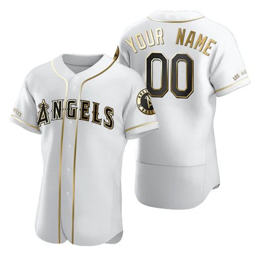 Custom Los Angeles Angels Jersey Golden Edition White Stitched Any Name And Number Baseball Jerseys